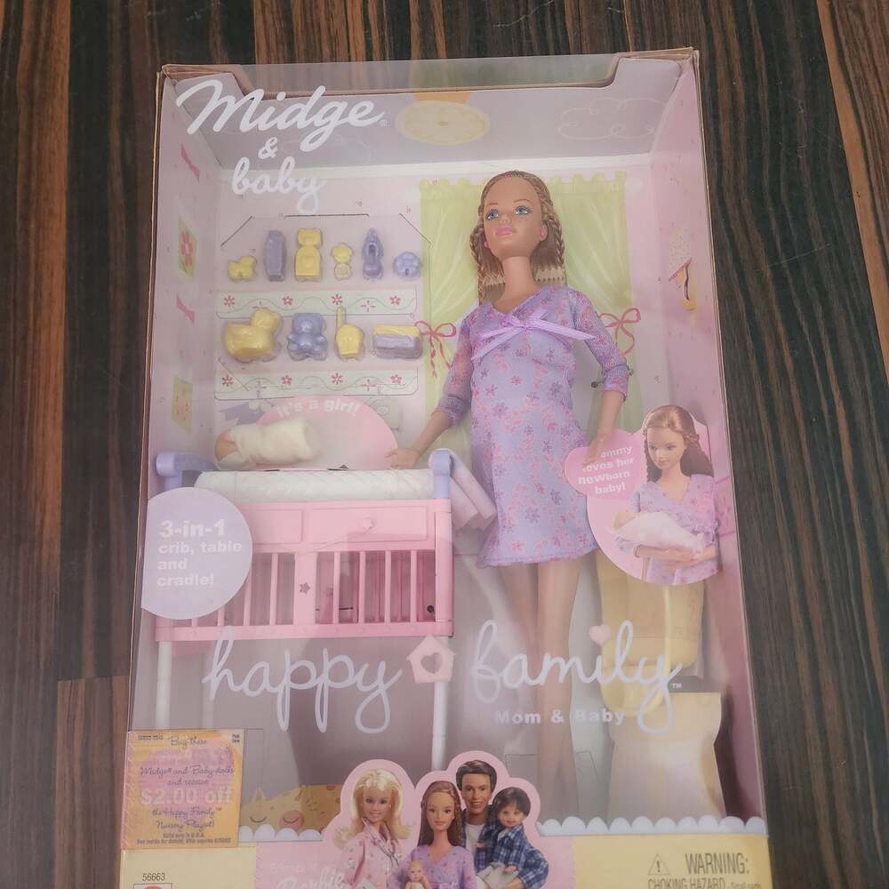 Mattel Midge & Baby Happy Family Doll Set - Vintage Pregnant Barbie Friend